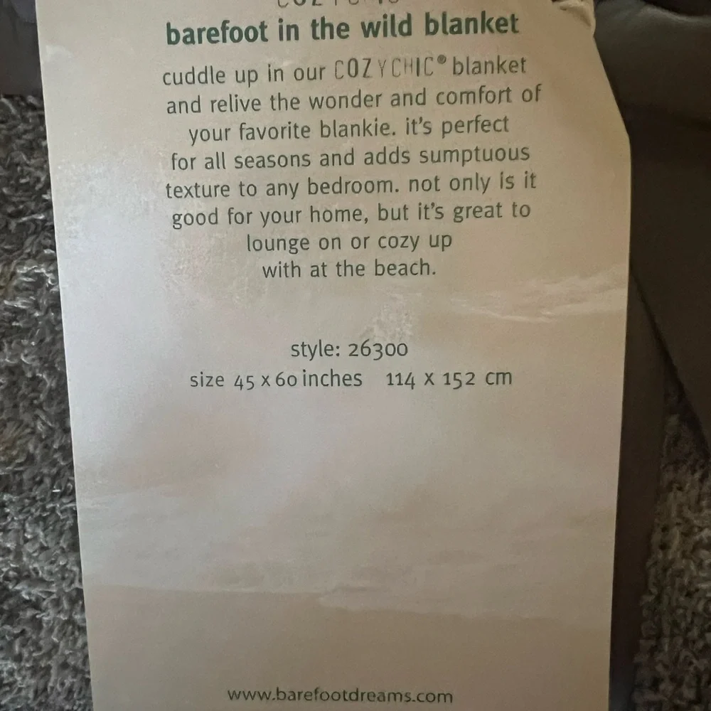 Barefoot Dreams CozyChic Leopard Print Throw Blanket Linen & Warm Grey::NWT::